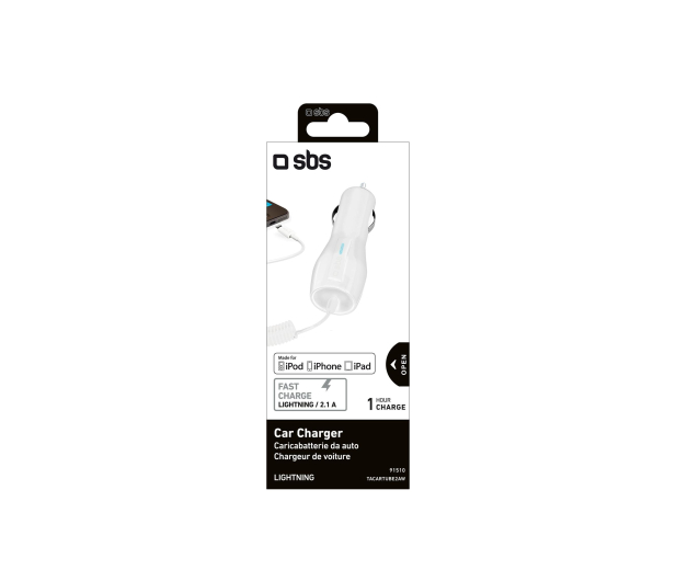 SBS Ładowarka Samochodowa SBS 2.1A z Kablem Lighting MFI Biała # - 1436378 - zdjęcie 2